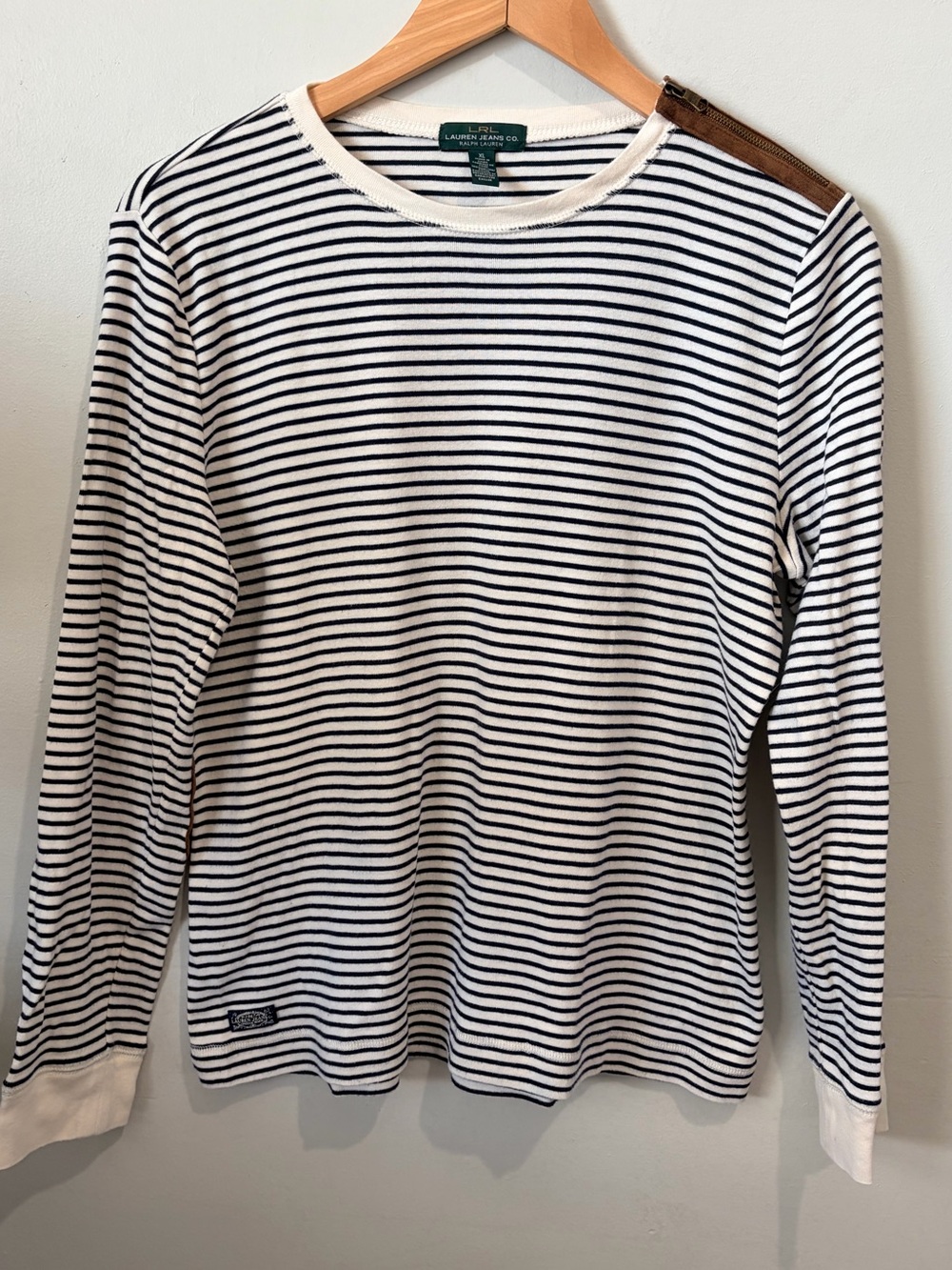 Ralph Lauren Navy and White Striped Long-Sleeve Tee